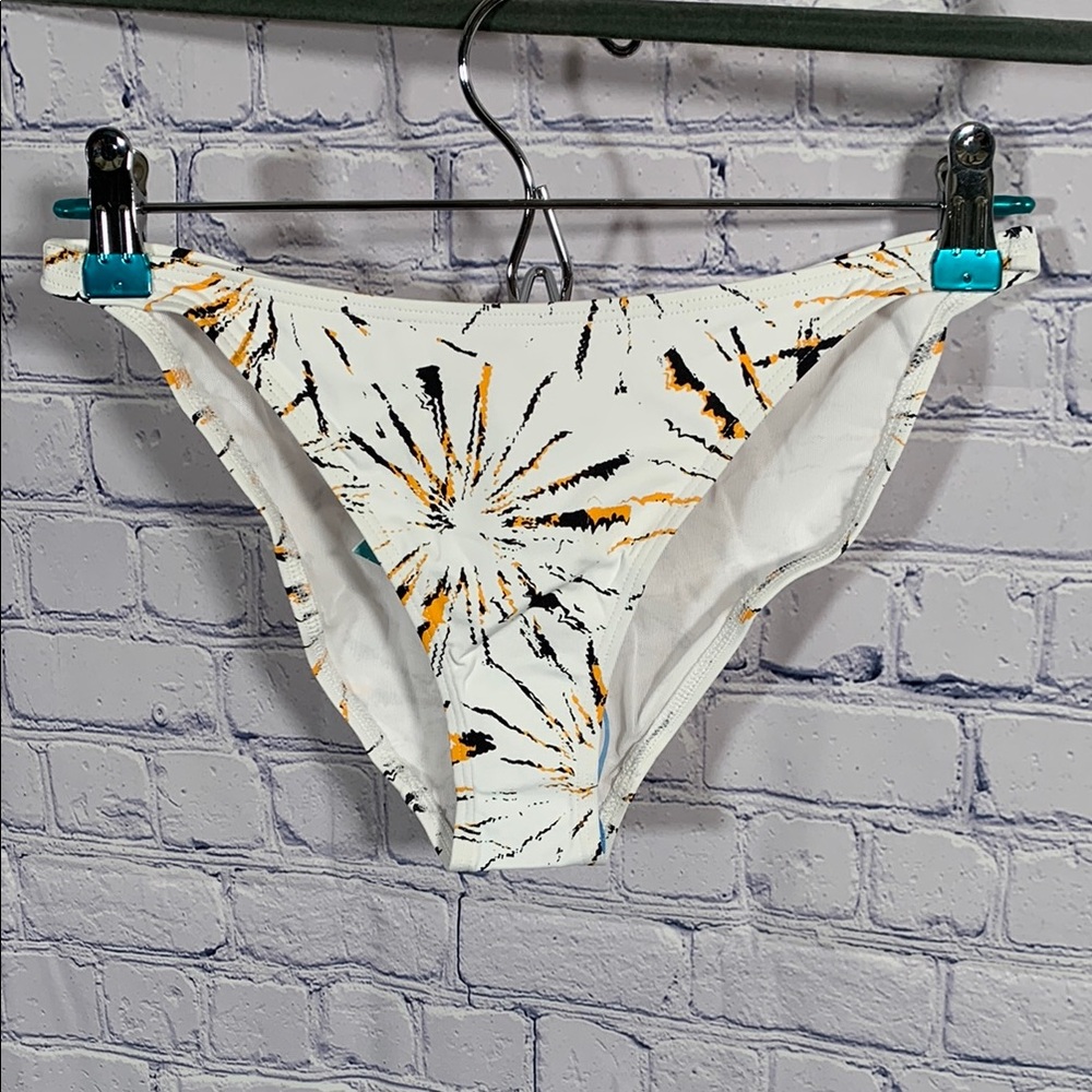 Andie Swim x Demi Moore The Tropez Bikini Bottom White Orange Printed Size S NWT